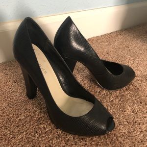 Black peep toe heels